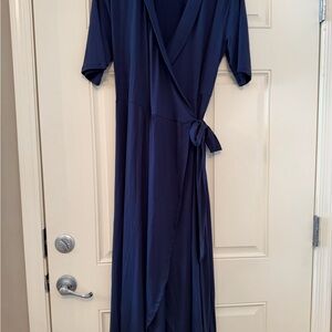 Quince Tencel Jersey wrap Dress XL blue
